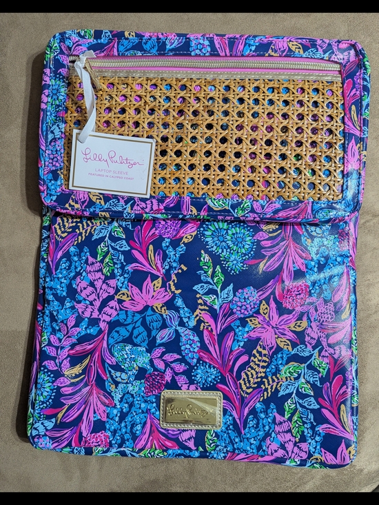 Lilly Pulitzer Handbags - Lilly Pulitzer Navy Floral Laptop Sleeve with Woven Accent